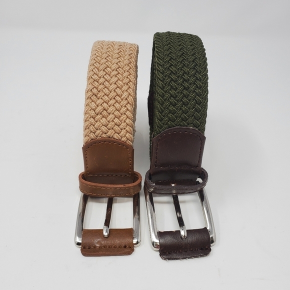 BULLIANT BELT LOT OF 2 STRETCH WOVEN FABRIC BELTS KHAKI & ARMY GREEN MEN OS - Picture 2 of 14
